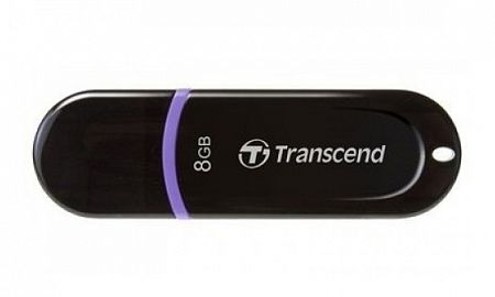 Флеш-накопитель 8 GB Transcend (черный пластик с крышкой, закруг. края)